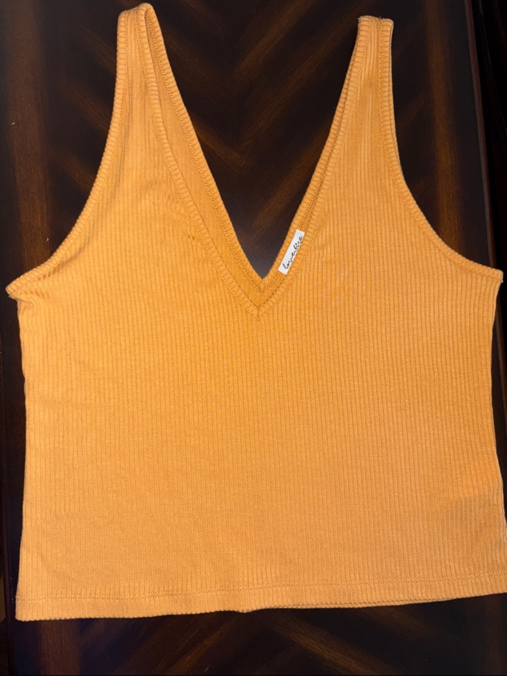 love, Fire Ribbed V-Neck Tank Top - Mustard Yellow